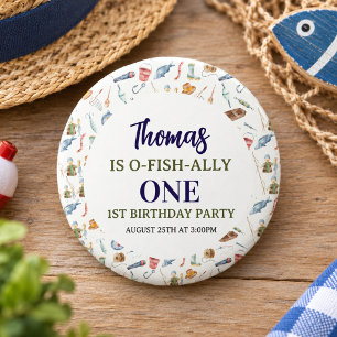 Fishing 1st Birthday   O-Fish-Ally One party 3 Cm Round Badge