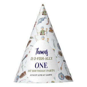 Fishing 1st Birthday O-Fish-Ally One party Hat