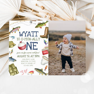 Fishing 1st Birthday Photo Invitation