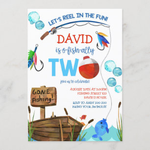 Fishing 2nd Birthday Boy O-fish-ally Invitation