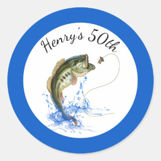 Fishing 50th Birthday Classic Round Sticker
