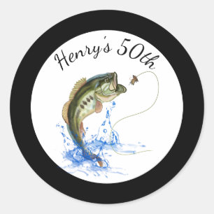 Fishing 50th Birthday Classic Round Sticker