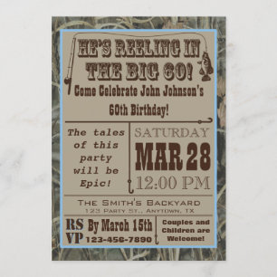 Fishing 60th Birthday Invitation with Camo