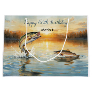 Fishing 60th Birthday  Large Gift Bag
