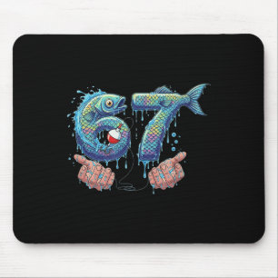 Fishing 67 Six Seven Funny Gen Alpha Meme Drip Mouse Pad