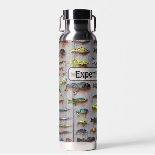 Fishing - a Board of Lures - Personalize Water Bottle