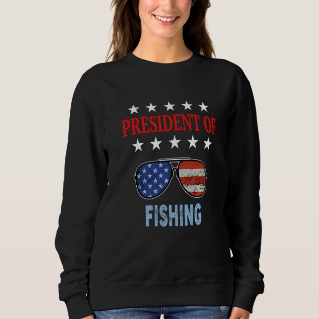 Fishing Accessories  USA Flag Fishing Saying Sweatshirt (Front)