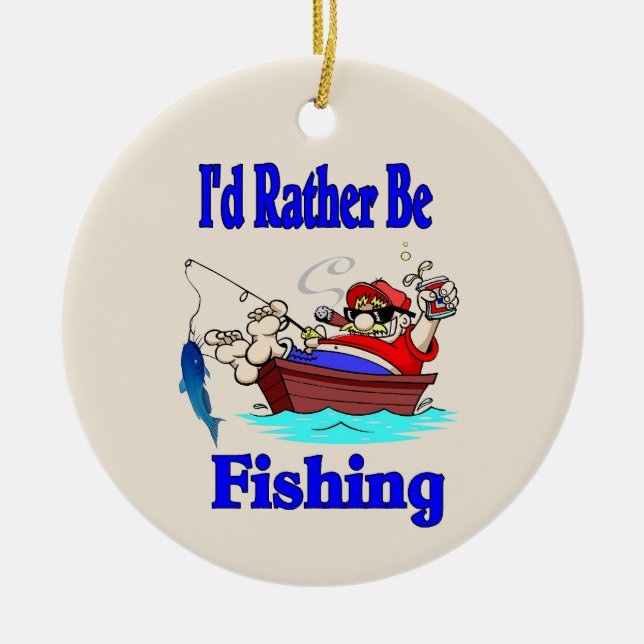 Fishing, add, edit text ceramic tree decoration (Front)