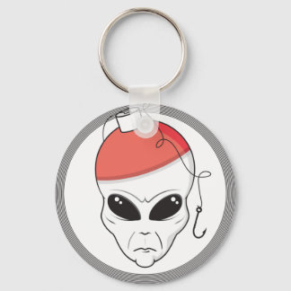 fishing alien head key ring