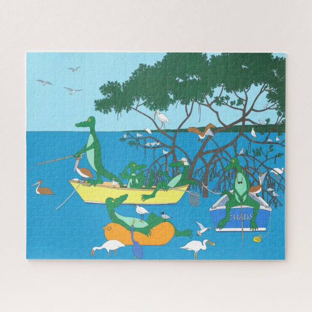 Fishing Alligators 16x20 Jigsaw Puzzle (Horizontal)