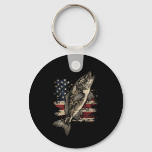 Fishing American Flag B Fish Men Women Fisher Fish Key Ring
