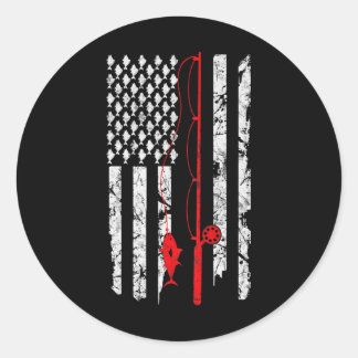 Fishing American Flag Bass Fishing Classic Round Sticker