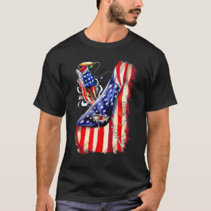 Fishing American Flag Fisherman 4th Of July T-Shirt