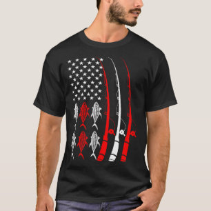 Fishing American Flag Fisherman Fishes Patriotic 4 T-Shirt