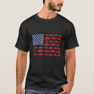 Fishing American Flag Fisherman Patriotic Day 4th T-Shirt