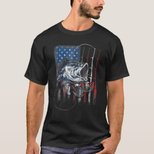 Fishing American Flag USA Bass Fisherman 4th Of Ju T-Shirt
