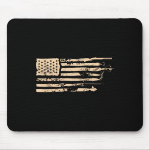 Fishing American Flag Usa Vintage Fishing Fisherma Mouse Pad