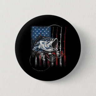 Fishing American Flag Vintage Usa B Fisherman Gift 6 Cm Round Badge