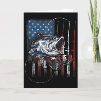 Fishing American Flag Vintage Usa B Fisherman Gift Card