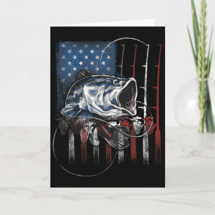 Fishing American Flag Vintage Usa B Fisherman Gift Card