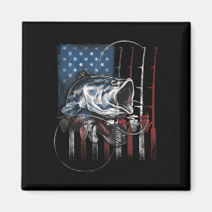 Fishing American Flag Vintage Usa B Fisherman Gift Magnet