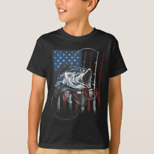 Fishing American Flag Vintage Usa B Fisherman Gift T-Shirt