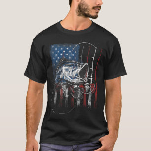 Fishing American Flag Vintage Usa B Fisherman Gift T-Shirt