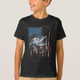 Fishing American Flag Vintage USA Bass Fisherman G T-Shirt