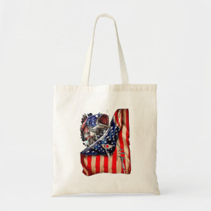  Fishing American Flag Vintage USA Bass Fisherman  Tote Bag