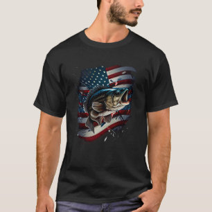 Fishing and an American Flag Largemouth Bass  1 T-Shirt