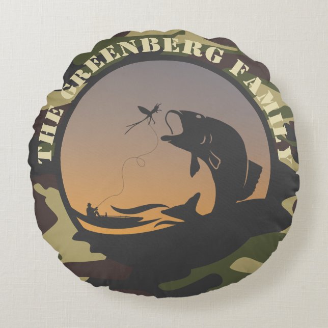 Fishing and Camo Round Cushion (Front)