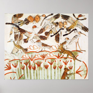 Fishing and fowling in the marshes poster