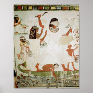 Fishing and fowling in the marshes poster