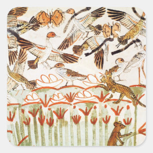 Fishing and fowling in the marshes square sticker