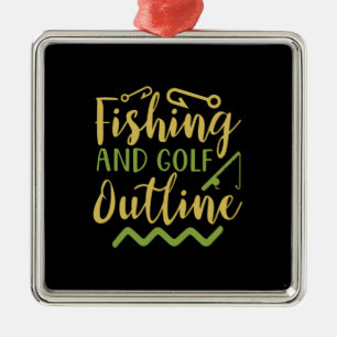 Fishing And Golf Outline Metal Tree Decoration