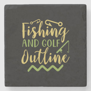 Fishing And Golf Outline Stone Coaster