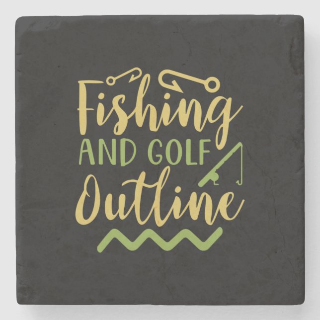 Fishing And Golf Outline Stone Coaster (Front)