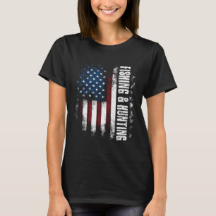 Fishing and Hunting American Flag Fisherman Hunter T-Shirt