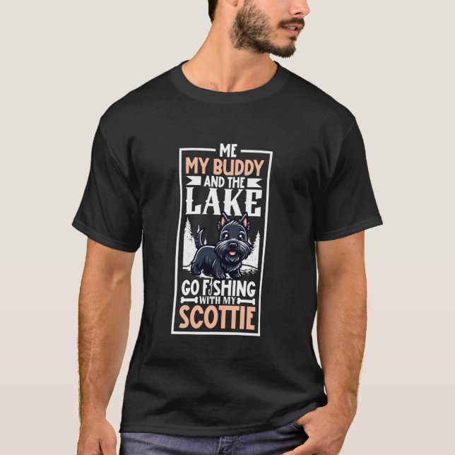 Fishing and Scottish Terrier T-Shirt (Front)