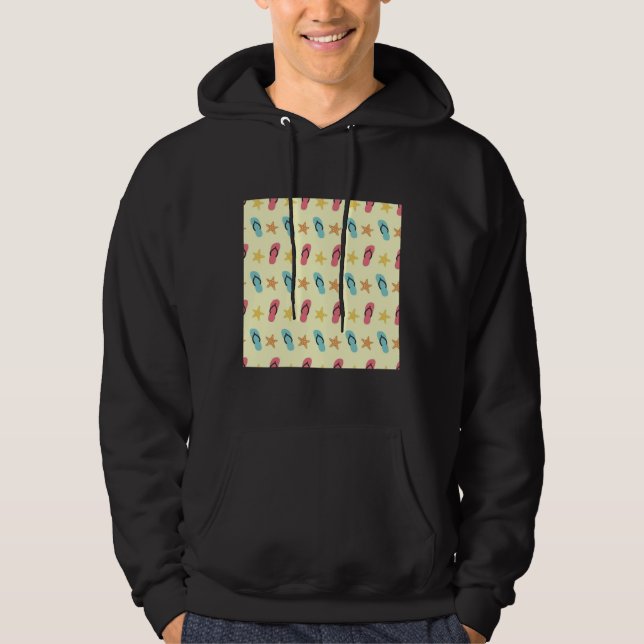 Fishing And Starfish Seamless Vector Pattern  Hoodie (Front)