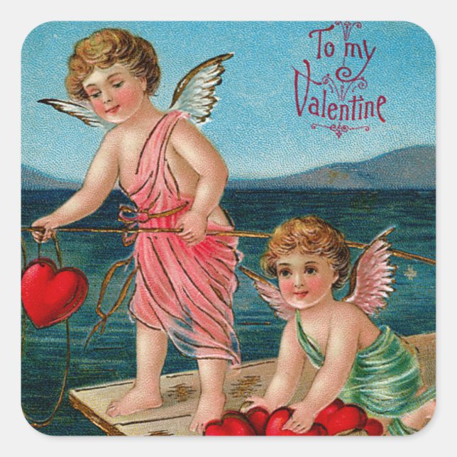 Fishing Angels Square Sticker (Front)