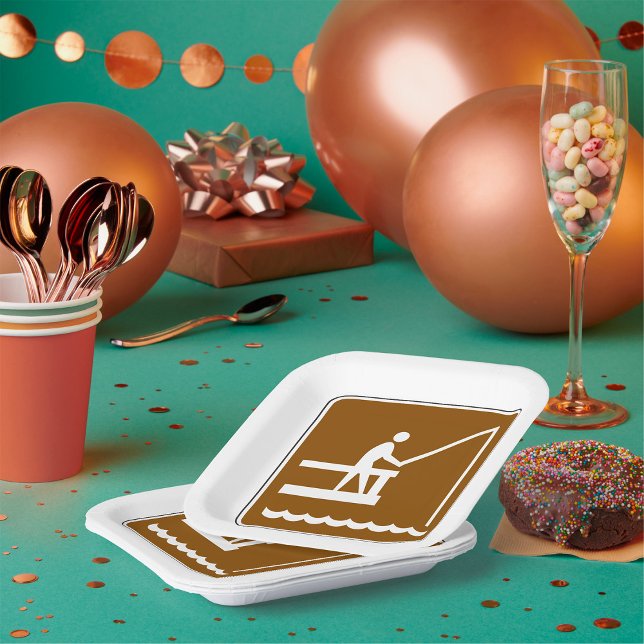 Fishing Area Sign Paper Plate (Creator Uploaded)