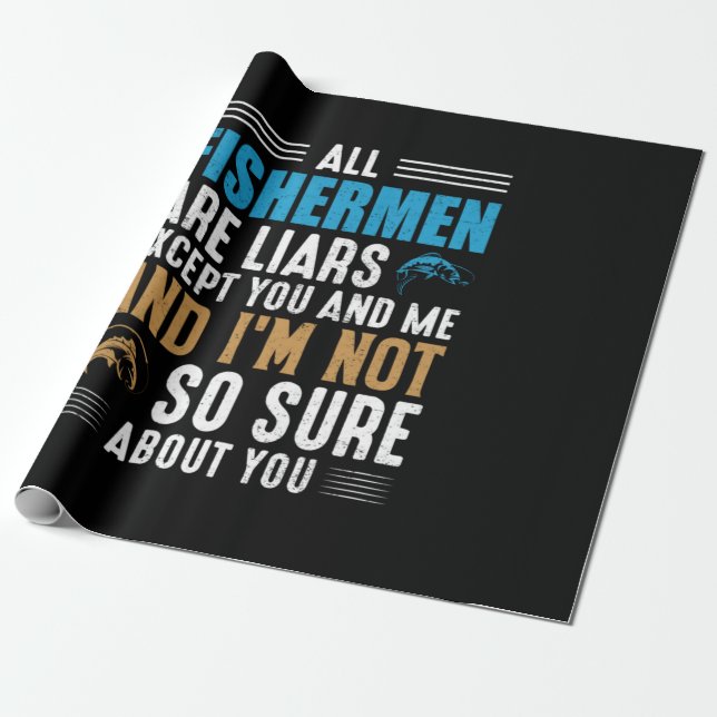 Fishing Art All Fisherman Wrapping Paper (Unrolled)