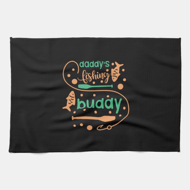 Fishing Art Daddy Fisher Friends Tea Towel (Horizontal)