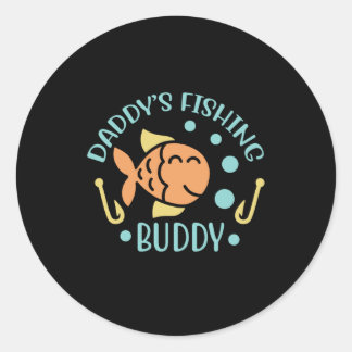 Fishing Art Daddy Fishing Friends Classic Round Sticker