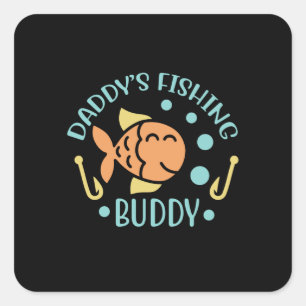 Fishing Art Daddy Fishing Friends Square Sticker
