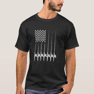 Fishing Art For Men Women American Flag USA Fishin T-Shirt