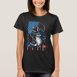 Fishing Art For Men Women American Flag Usa Fishin T-Shirt