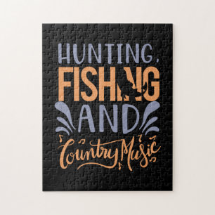 Fishing Art Hunting Fishing And Country Music Jigsaw Puzzle