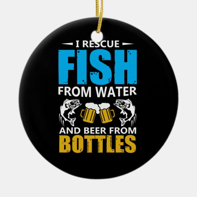Fishing Art I Rescue Fish From Water Ceramic Tree Decoration (Front)